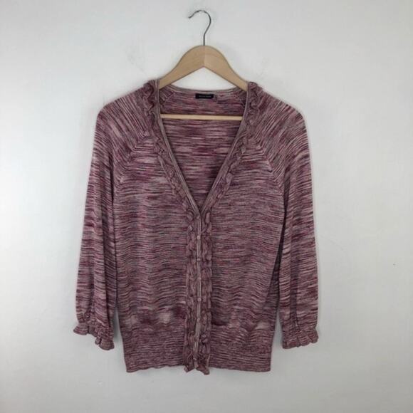 Magaschoni Silk Ruffle Metallic Cardigan Size Large - Picture 1 of 15